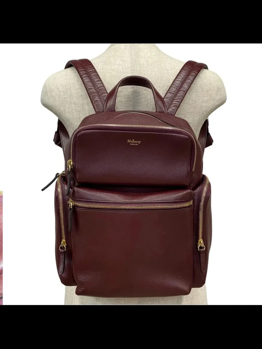Mulberry Leather Backpack in Burgundy